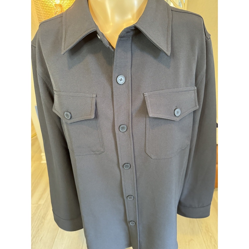 Royalty by Maluma Jacket Mens Medium Shacket Black Relaxed Fit Shirt Pockets - Picture 5 of 9